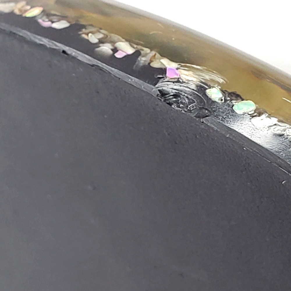 VTG Abalone Shell Round Trivet Black Base 8-Inch Handcrafted Betty's Shells - Picture 7 of 13